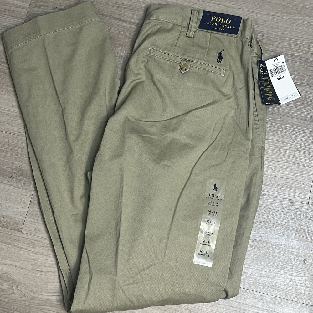 POLO RALPH LAUREN Men's Classic-Fit Flat Front Chino Khaki Pants W36L34